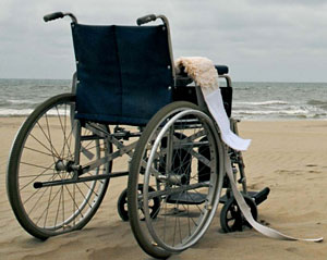 rolstoel aan zee